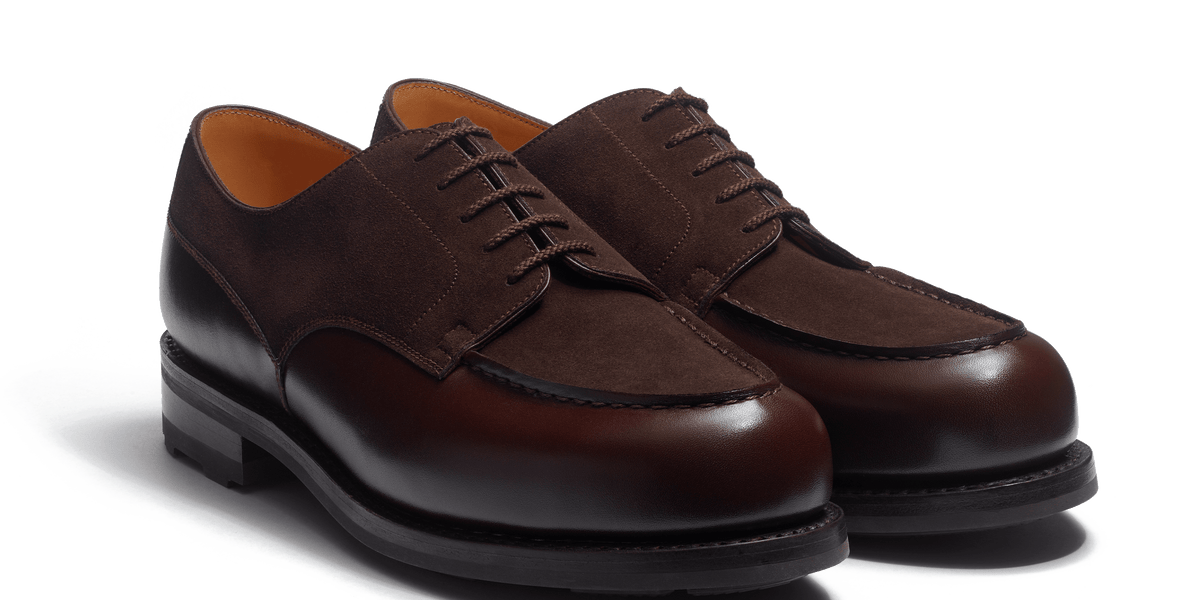 Men's Dark brown box calfskin & Dark brown Suede calf leather