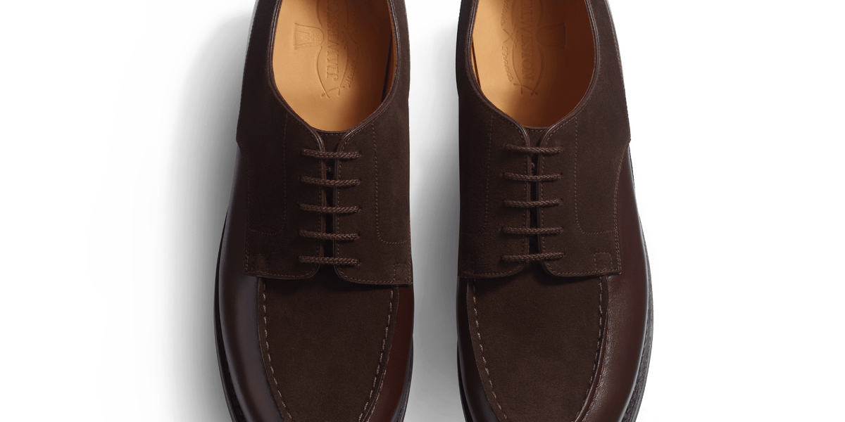 Men's Dark brown box calfskin & Dark brown Suede calf leather