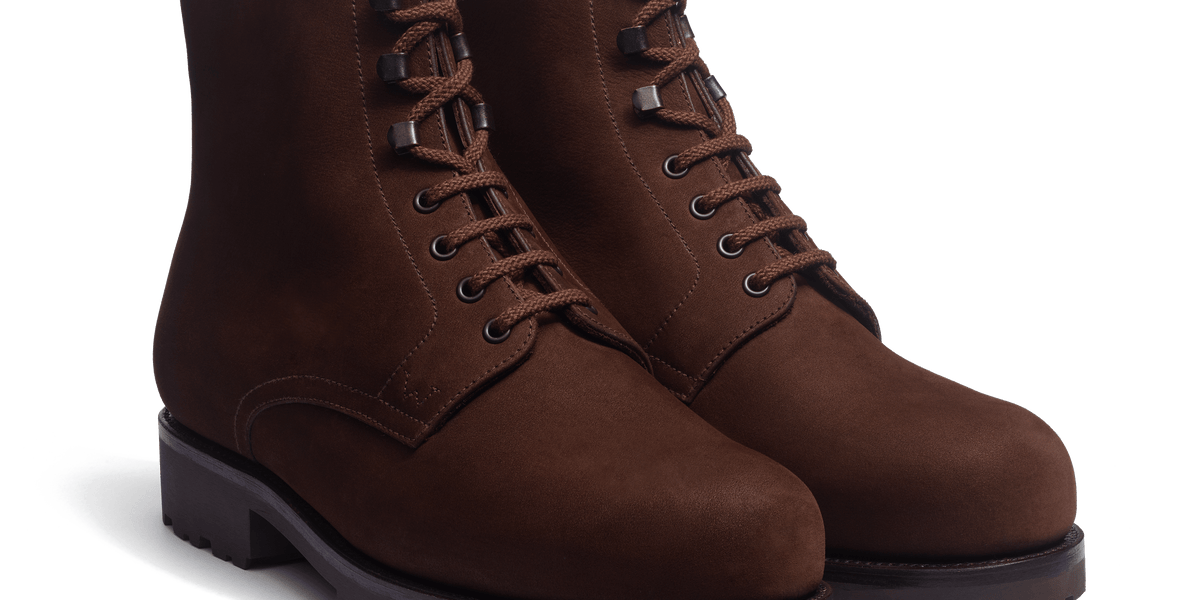 Men's Dark Brown Nubuck Worker Boots – J.M. Weston Men's Dark Brown Nubuck Worker Boots – J.M. Weston