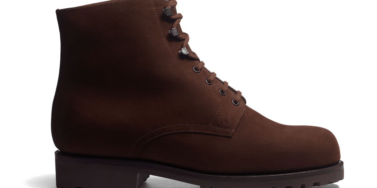 Men's Dark Brown Nubuck Worker Boots – J.M. Weston