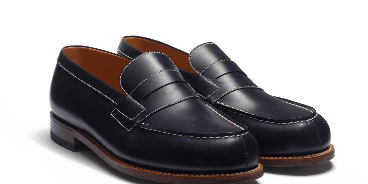 Men's Navy boxcalf with contrasted stiching 180 Loafer – J.M. Weston