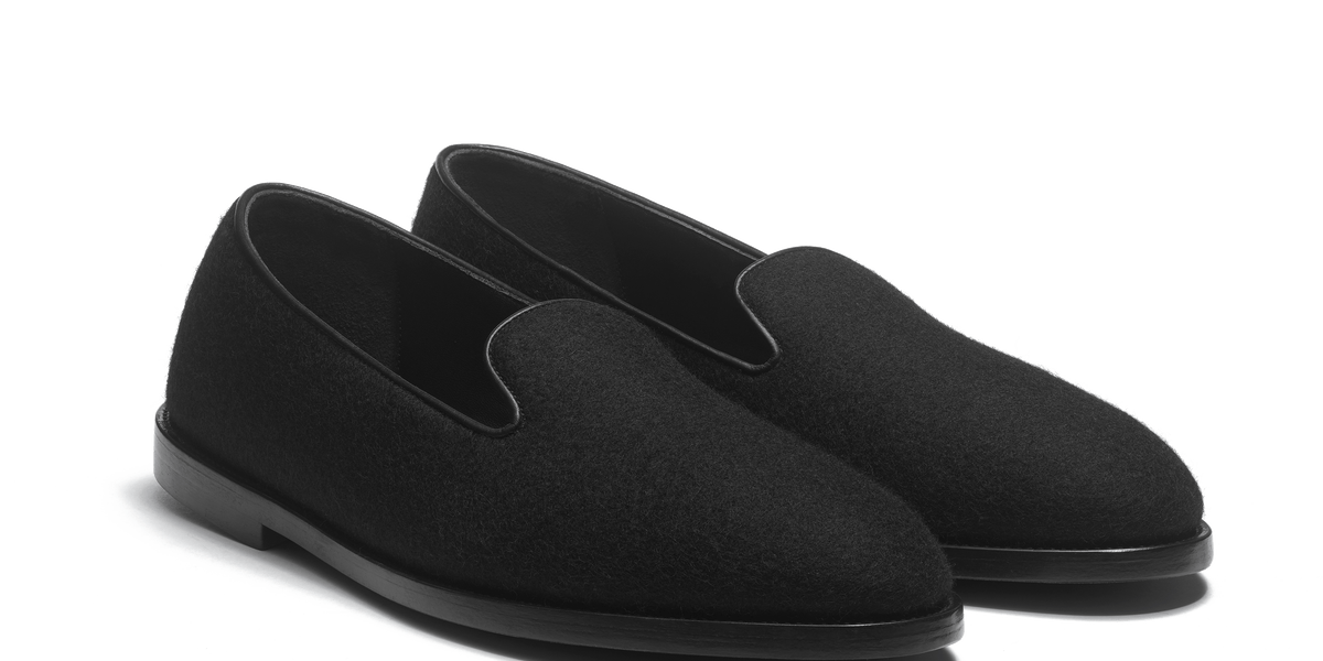 Men's Black felt textile Slipper Wakey – Weston