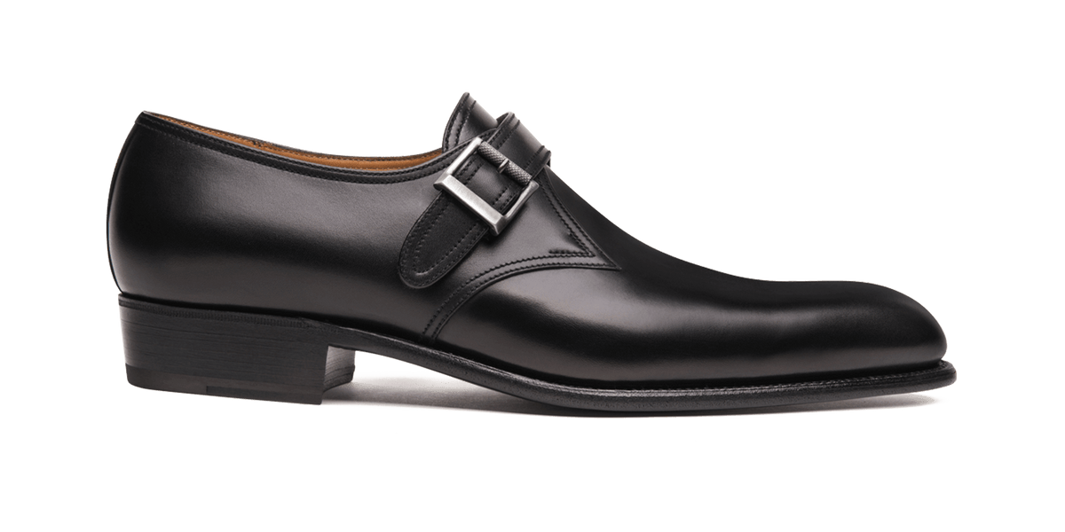 Men s flore buckle derby in smooth black leather J.M. Weston