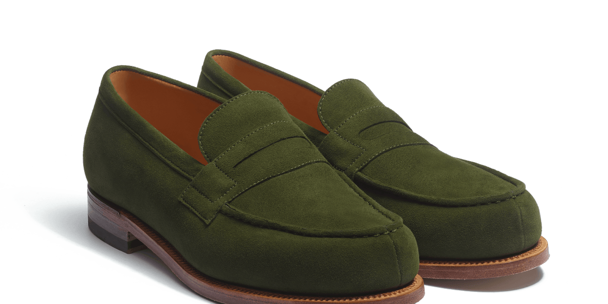 Mocassin 180 femme en cuir chèvre velours vert foncé – J.M. Weston