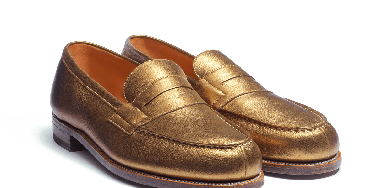 Men s Gold grained calfskin 180 Loafer J.M. Weston