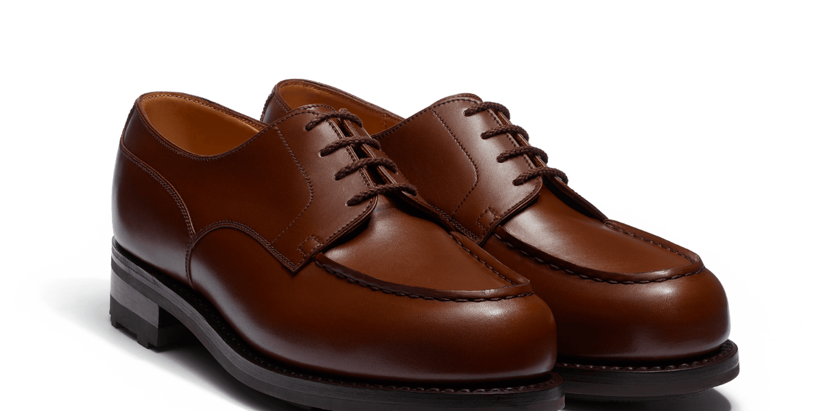 靴 JM WESTON GOLF TAN BOXCALF 7E Women's Tan Boxcalf Golf Derby – J.M. Weston