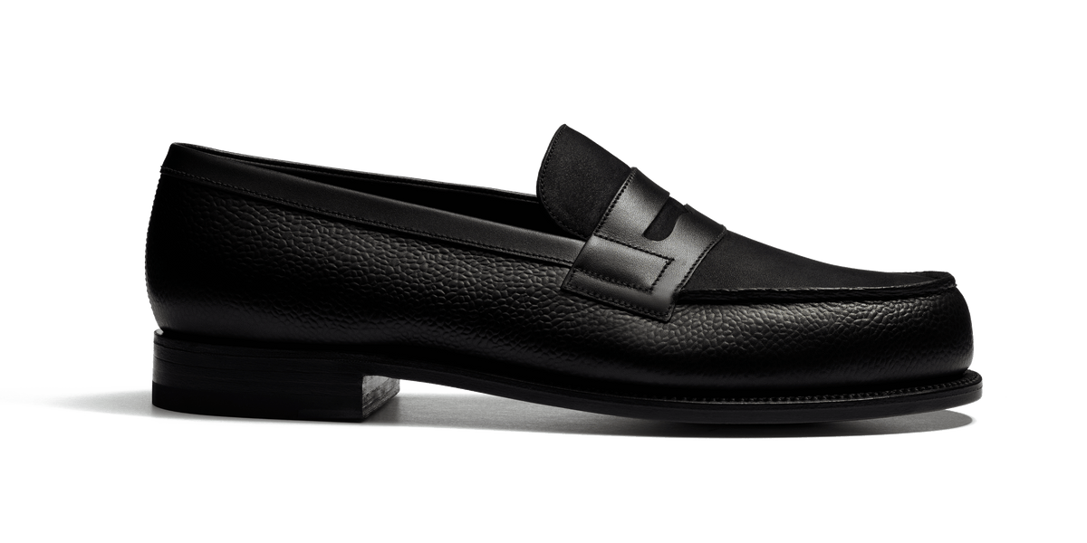 Men's Black grained calf leather & black nubuck & black boxcalf