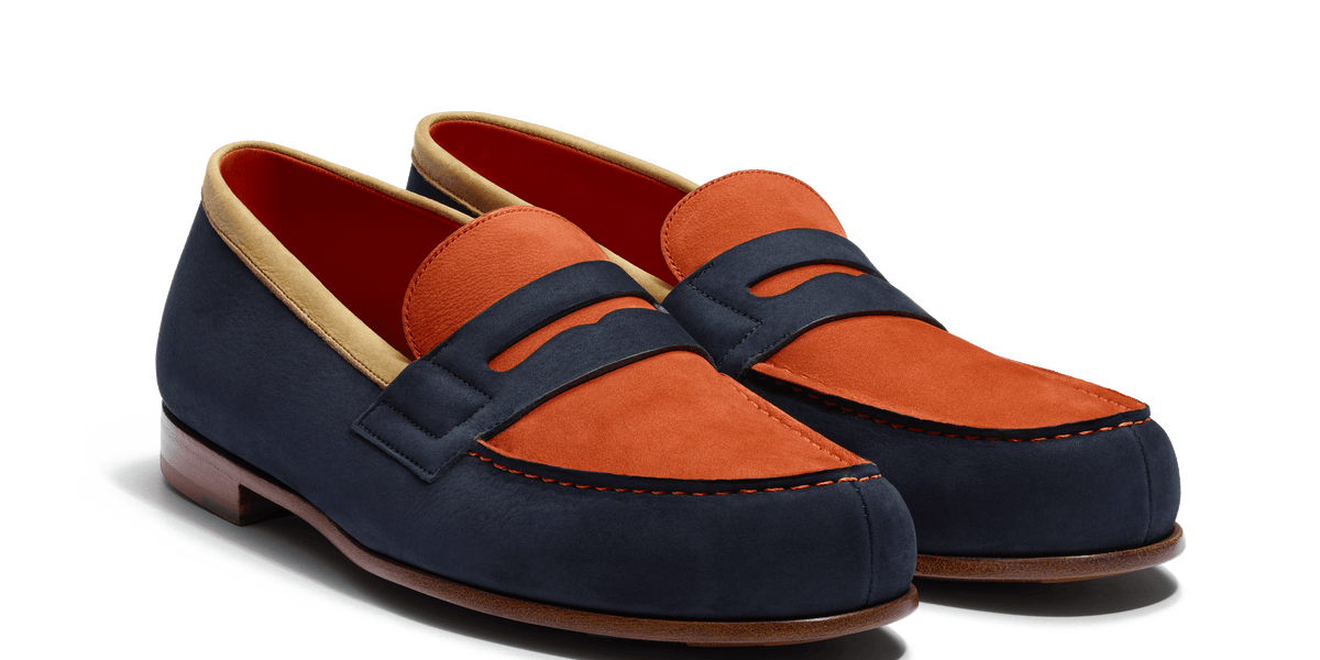 Men's Clay, navy & beige nubuck leather Roland-Garros Le Moc