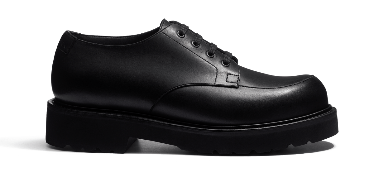JM Weston 6D ブラックレザー ビジネスシューズ Men's Black soft calfskin Worker Derby Weston & Sons Boot with