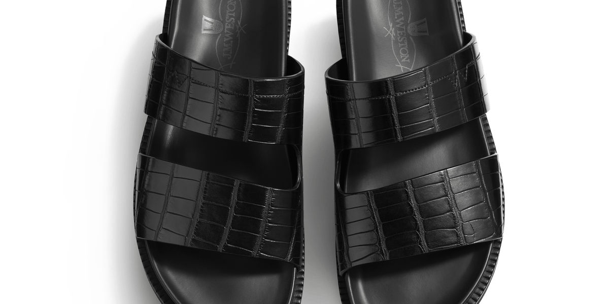 Men's Black alligator Anatomical mule Double V | J.M. Weston