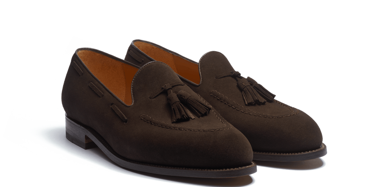 Men's Brown suede calfskin Menton Tassel loafer – J.M. Weston