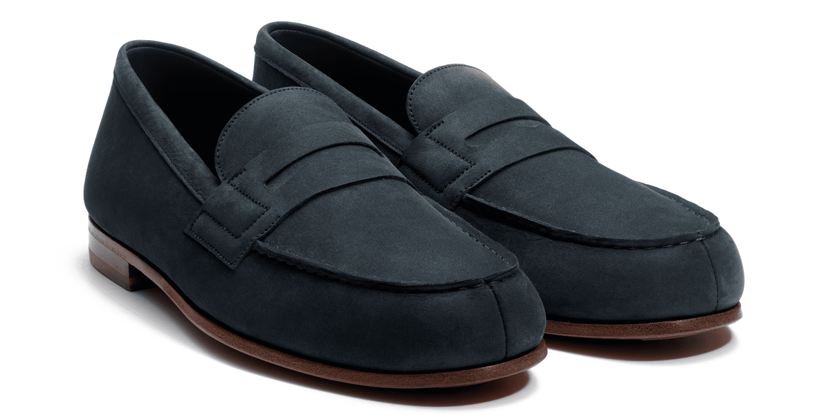 Men's Navy Blue Suede Le Moc' Weston Loafer | J.M. Weston Men's Navy Blue Suede Le Moc' Weston Loafer | J.M. Weston