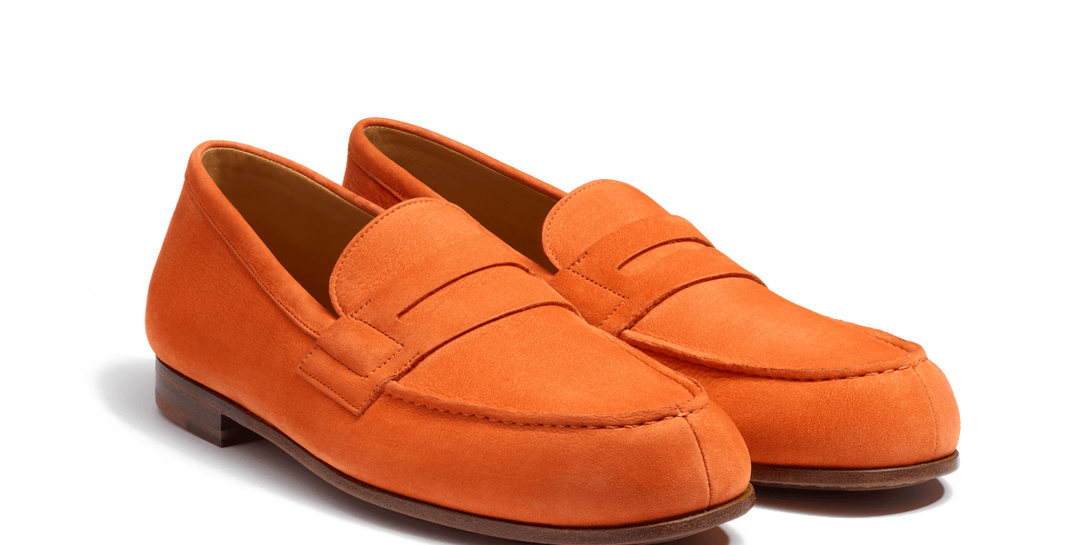 Men's Orange nubuck Le Moc' Weston Loafer | J.M. Weston Men's Orange nubuck Le Moc' Weston Loafer | J.M. Weston