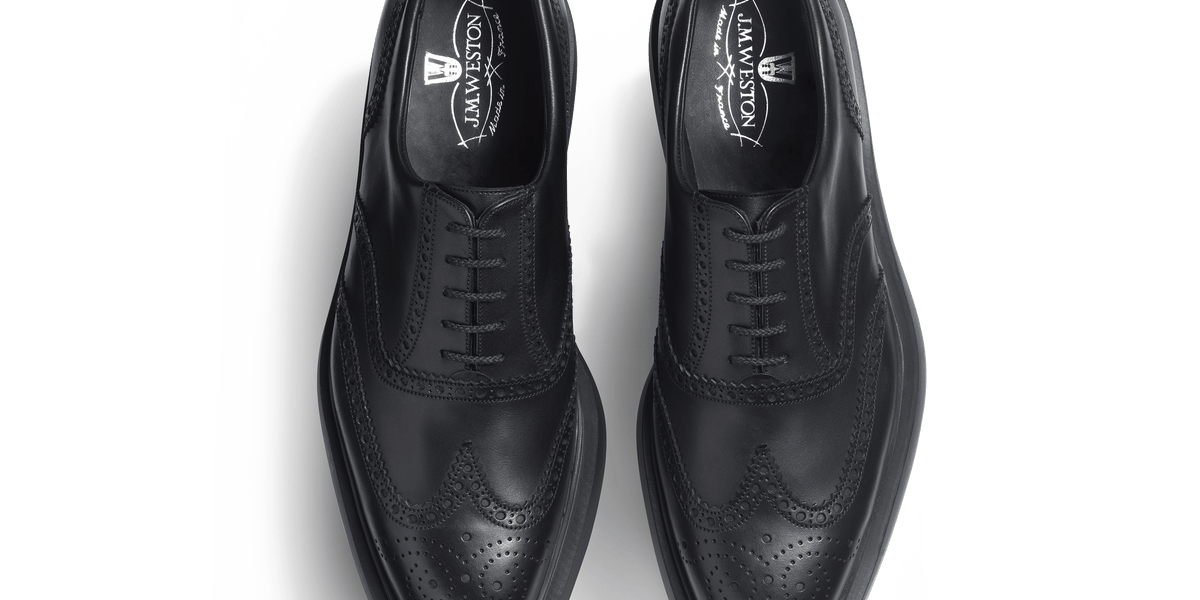 J.M. Weston Perforated Oxford Black Boxcalf Leather Men main image 2