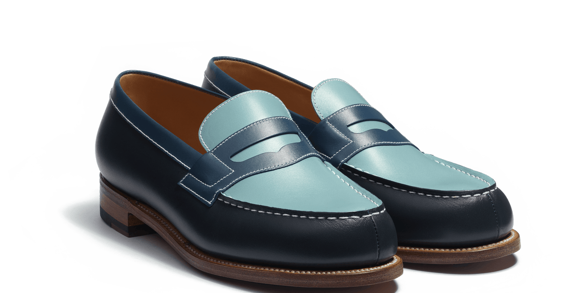 Women s three shades of blue boxcalf 180 Loafer J.M. Weston