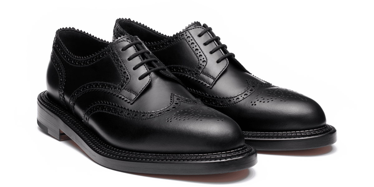 Women's Black Leather Rosalie Triple Sole Derby – J.M. Weston