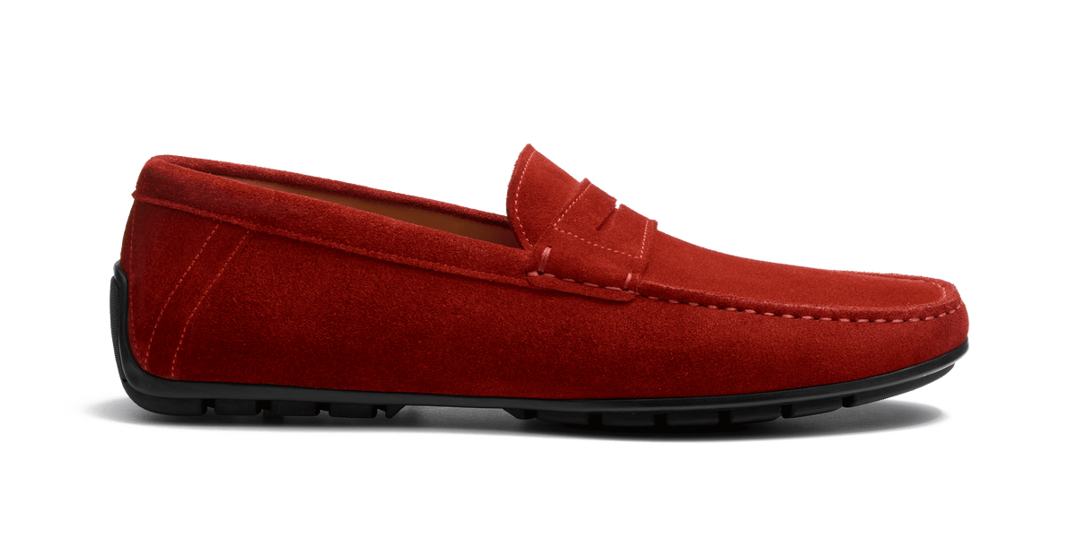 Men's Red Suede Ajaccio Car Shoe with Strap – J.M. Weston