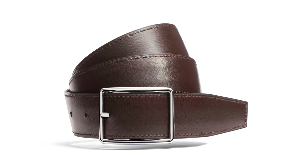 Ceinture Iéna Cuir veau box noir cuir veau box marron mélèze