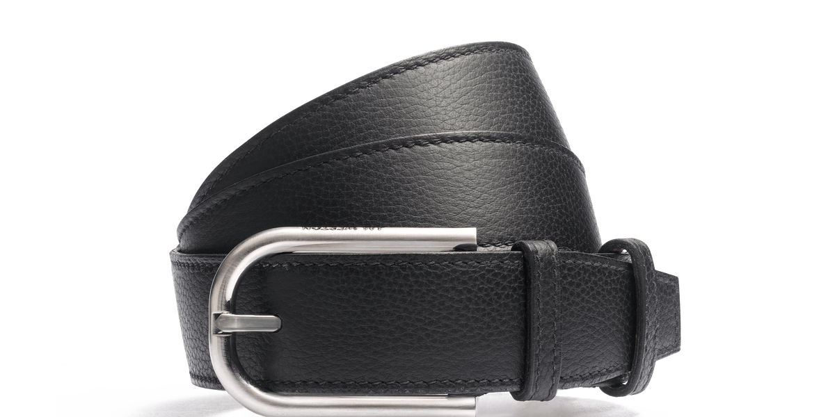 Golf Belt Black small bull leather & gold calf leather lining