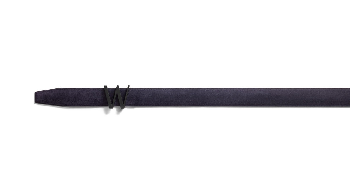 Courcelles Belt Essential navy blue suede calfskin & Black calf leather J.M. Weston