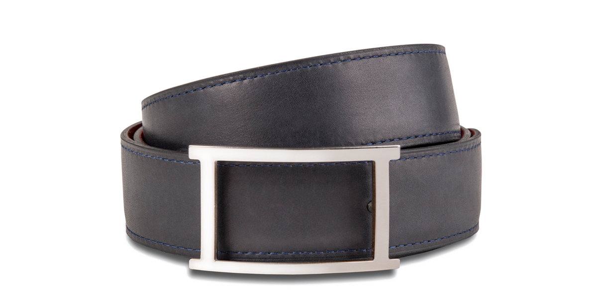 Vice Versa Belt Red suede calfskin blue soft calfskin J.M. Weston