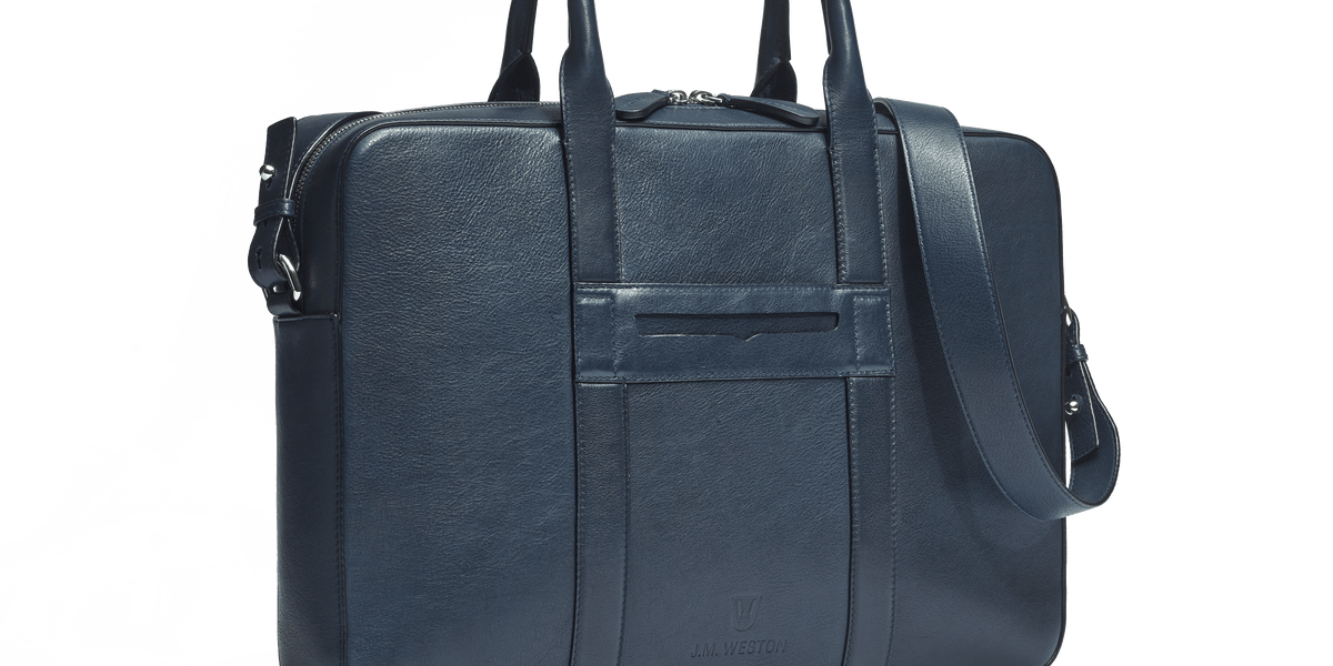 Double You Briefcase in Navy Soft Calfskin – J.M. Weston