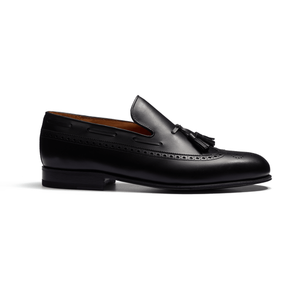 Men's Black Boxcalf Tassel loafer with brogues 181 – Weston