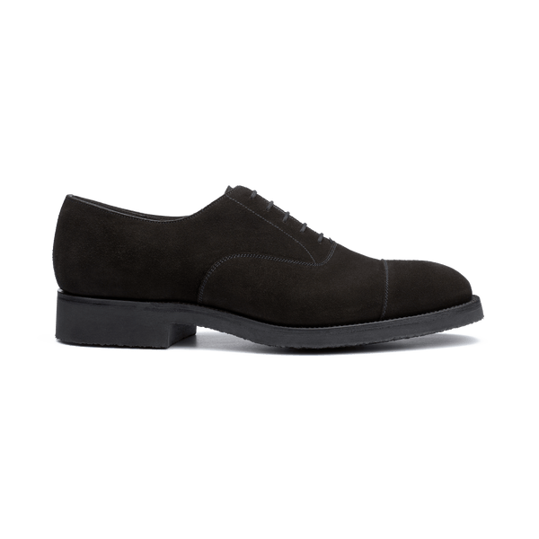Men's black suede calfskin Cap Toe Oxford Shoe With Rubber Sole ...