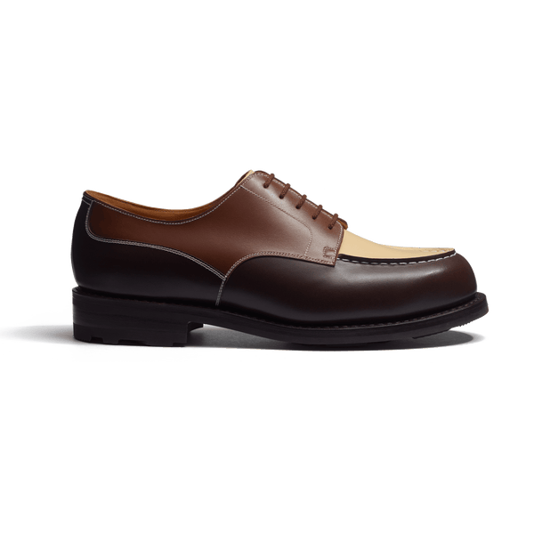 Men's Dark brown, tan and porcelaine boxcalf Derby Golf – J.M. Weston