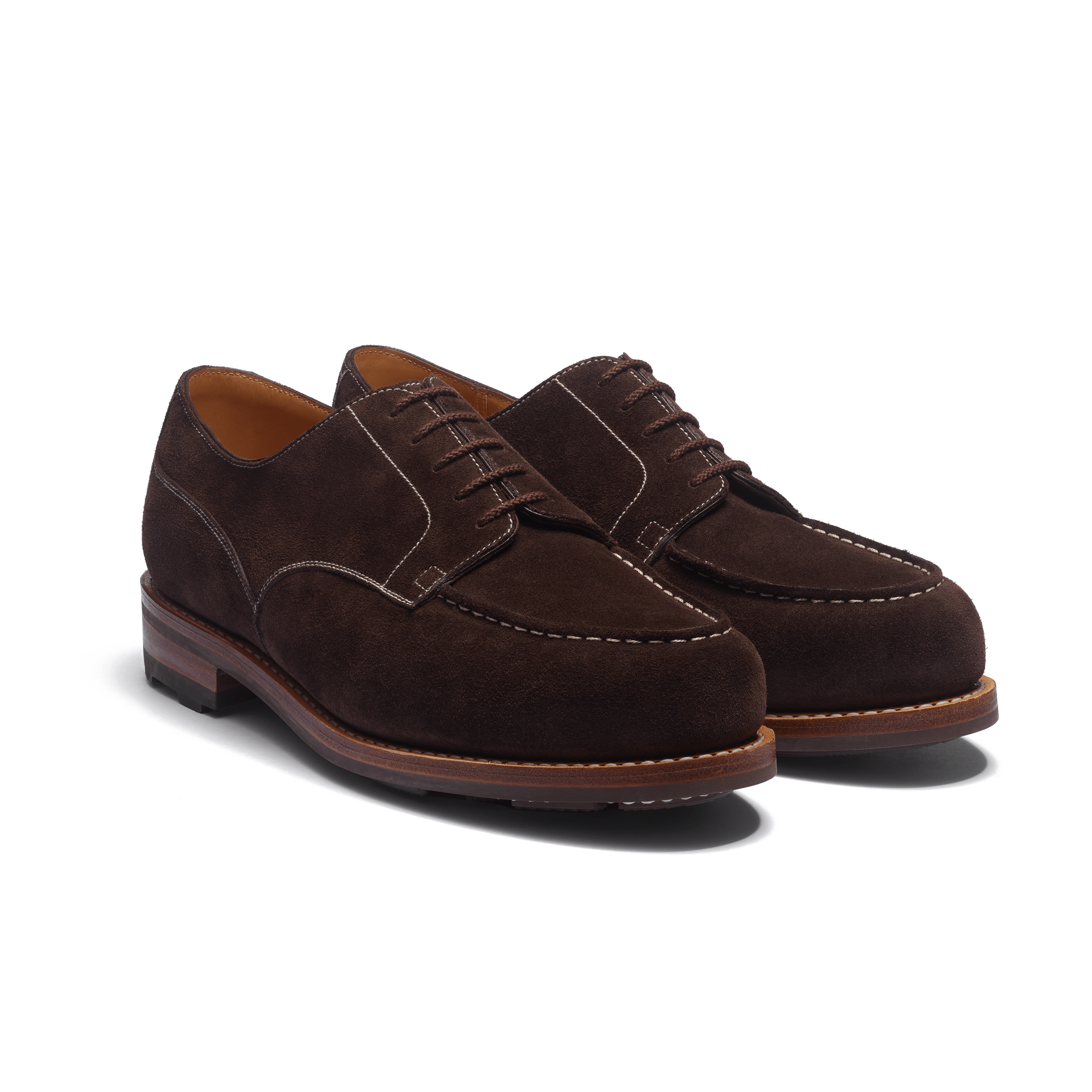 Men's Chocolate suede calfskin with contrasted stitching Derby Men's Chocolate suede calfskin with contrasted stitching Derby
