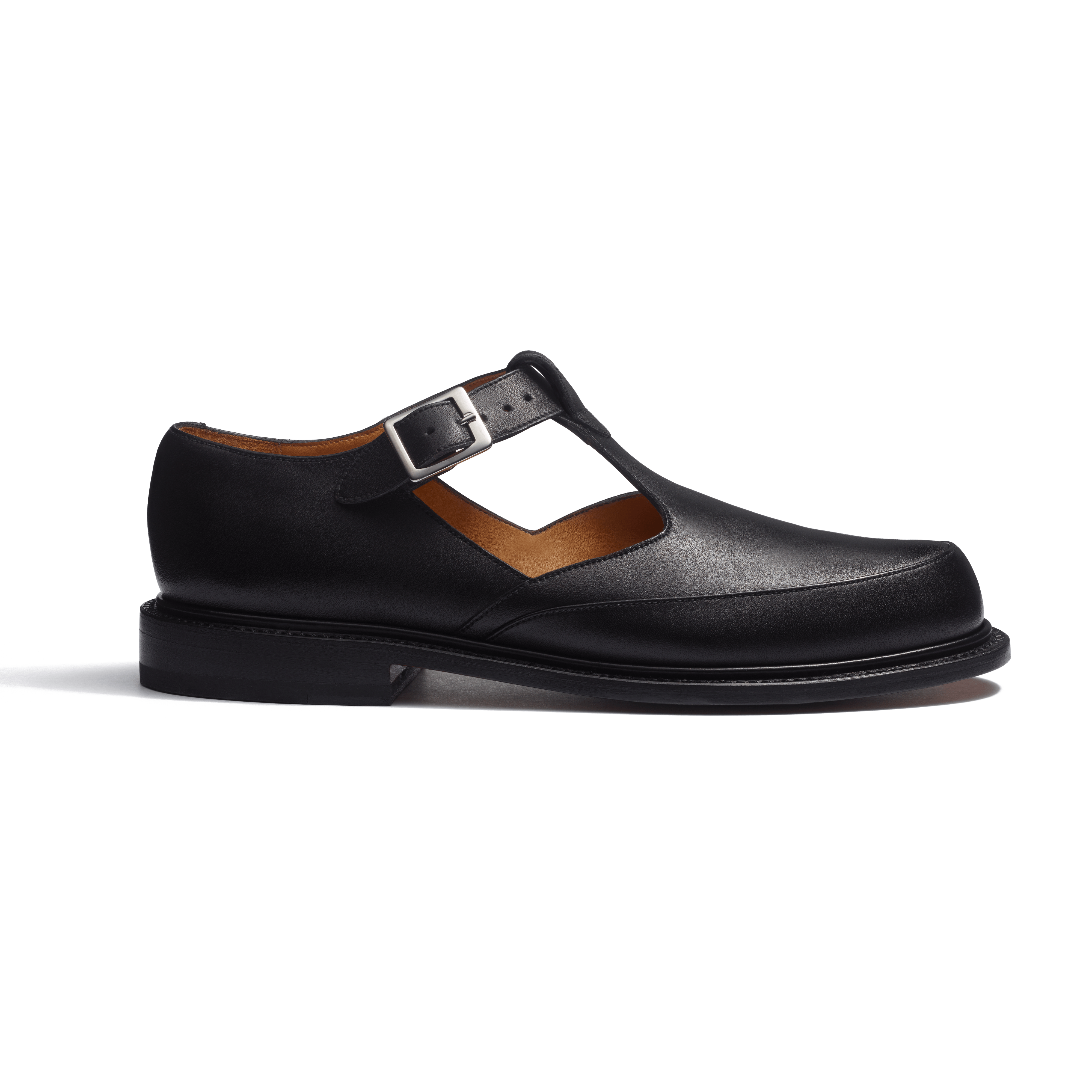 Sandale Salome homme en cuir veau lisse noir J.M. Weston