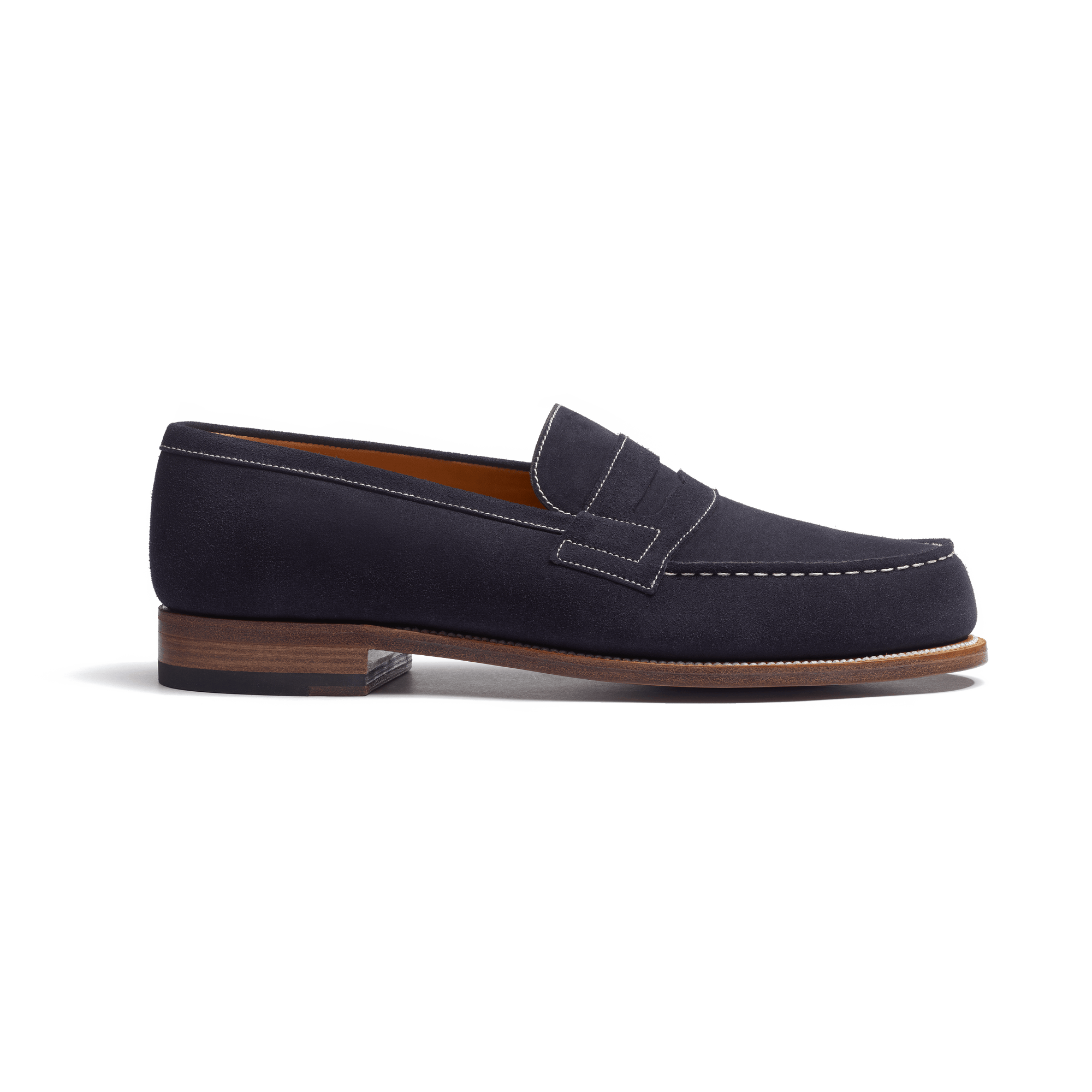 Mocassin 180 [homme cuir veau velours marine piqûre contrastée écrue]