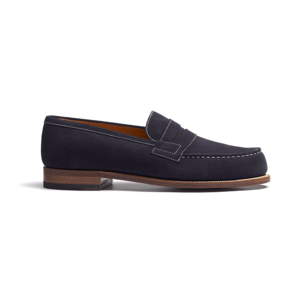 Men's Navy suede calfskin with contrasted stiching 180 Loafer 