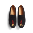 180 Loafer [Men Black suede goatskin and red & gold embroidery]
