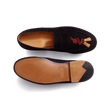 180 Loafer [Men Black suede goatskin and red & gold embroidery]