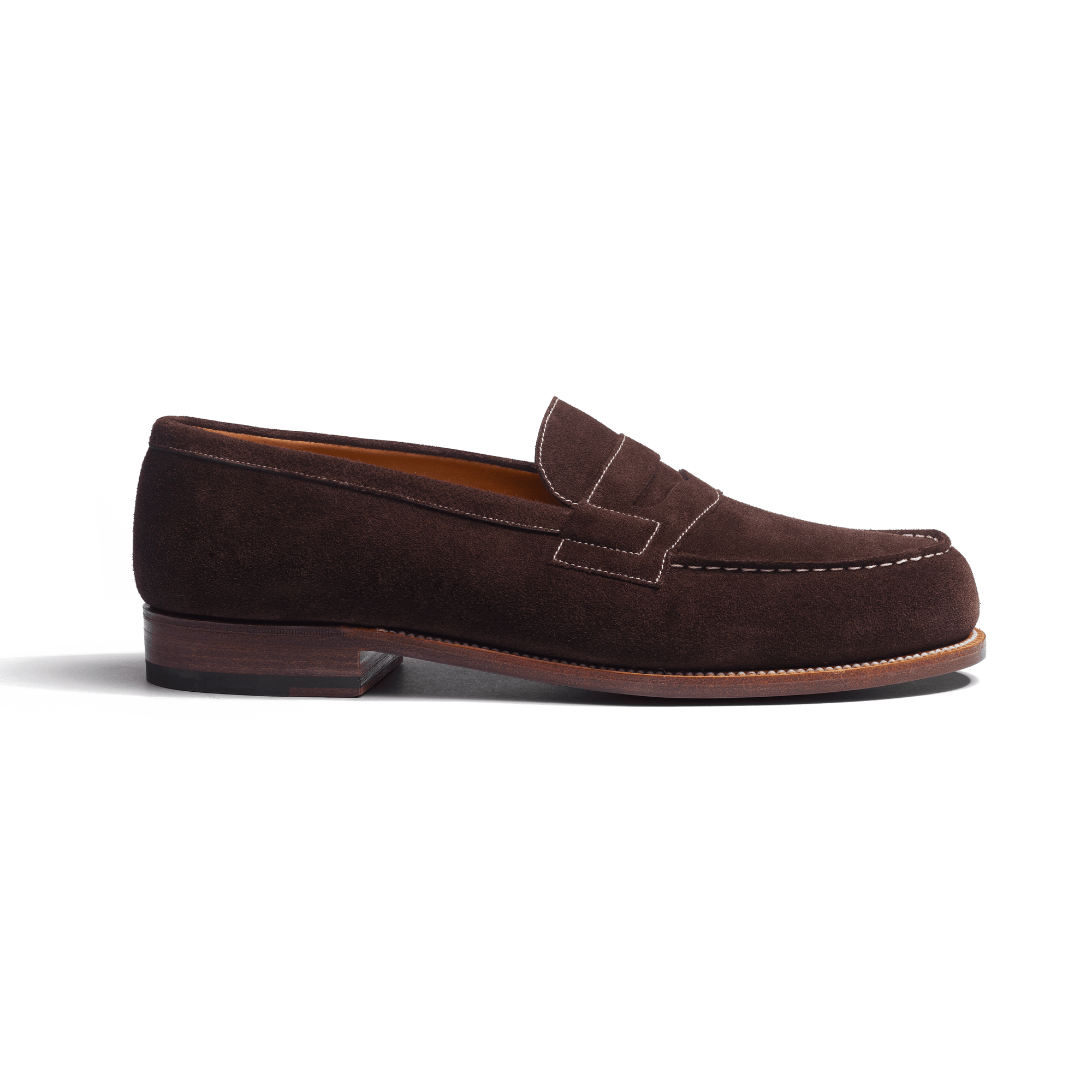 Mocassin 180 [homme cuir veau velours chocolat piqûre contrastée écrue]
