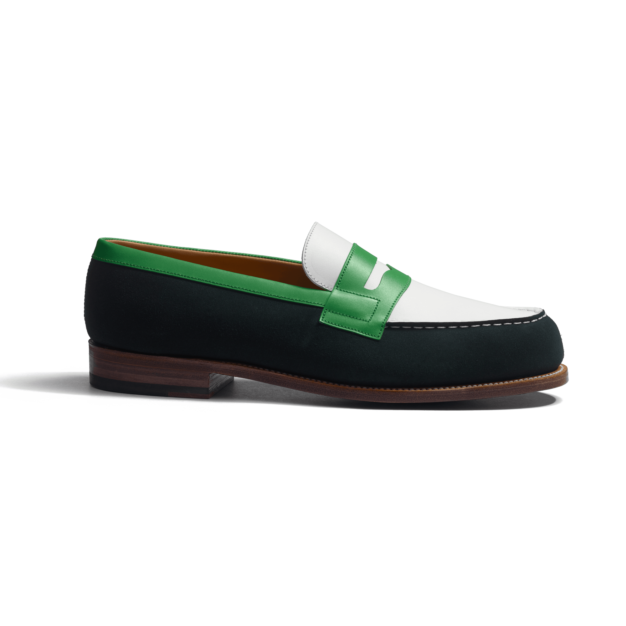 180 Loafer [Men Green suede calfskin, white soft calfskin, electric green boxcalf]