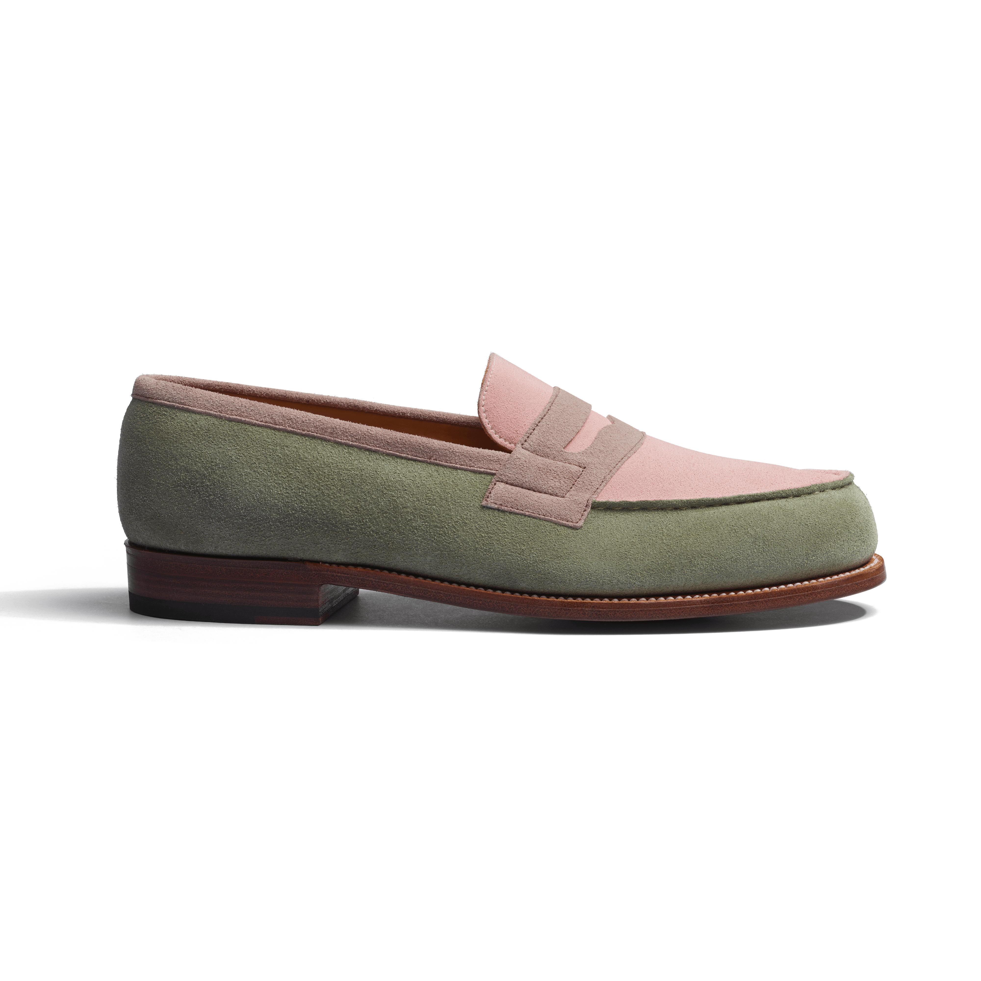 Men s Light pink parme and old gold suede calfskin 180 Loafer J.M. Weston