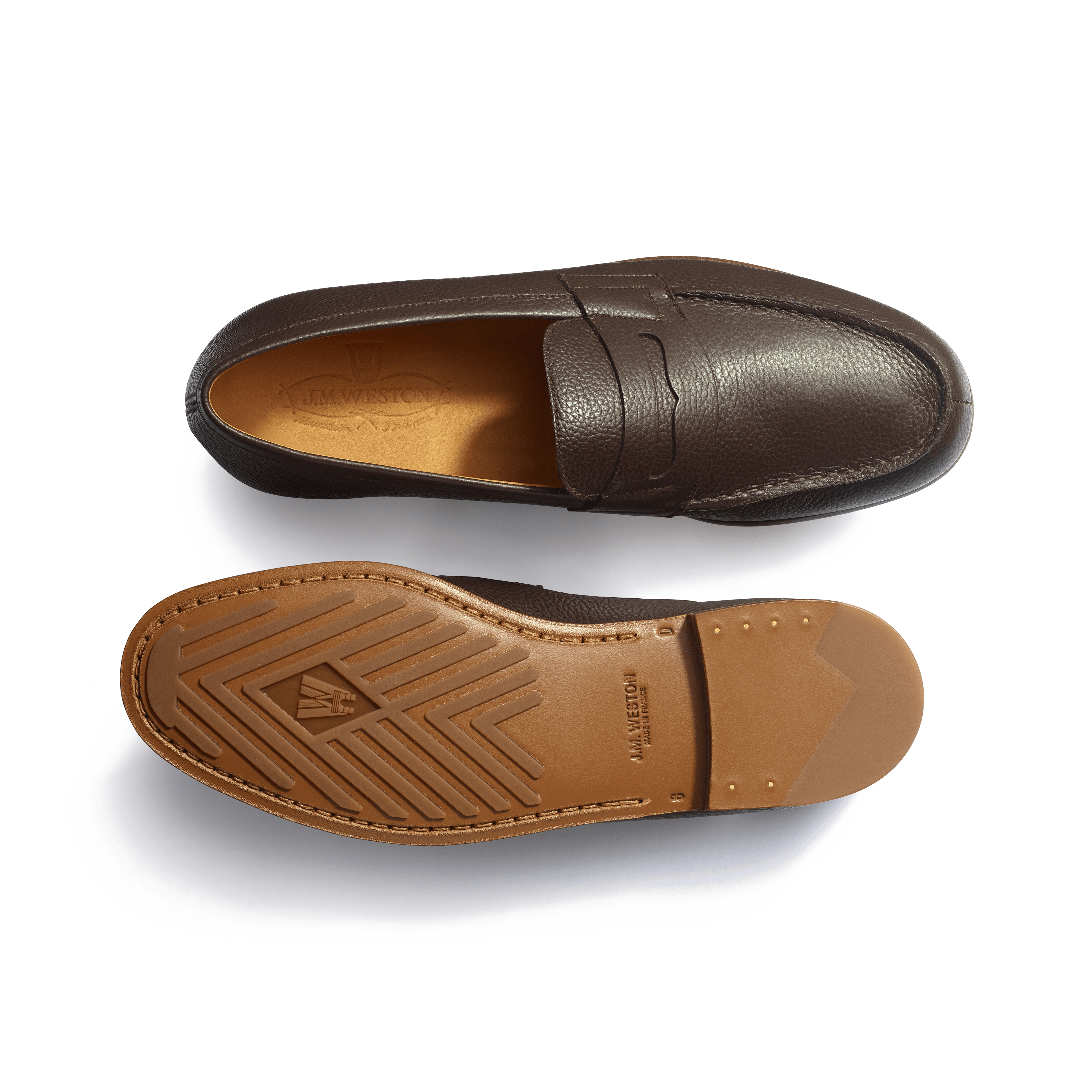 Men's Dark Brown Grained Calfskin Le Moc' Weston Loafer | J.M. Weston Men's Dark Brown Grained Calfskin Le Moc' Weston Loafer | J.M. Weston