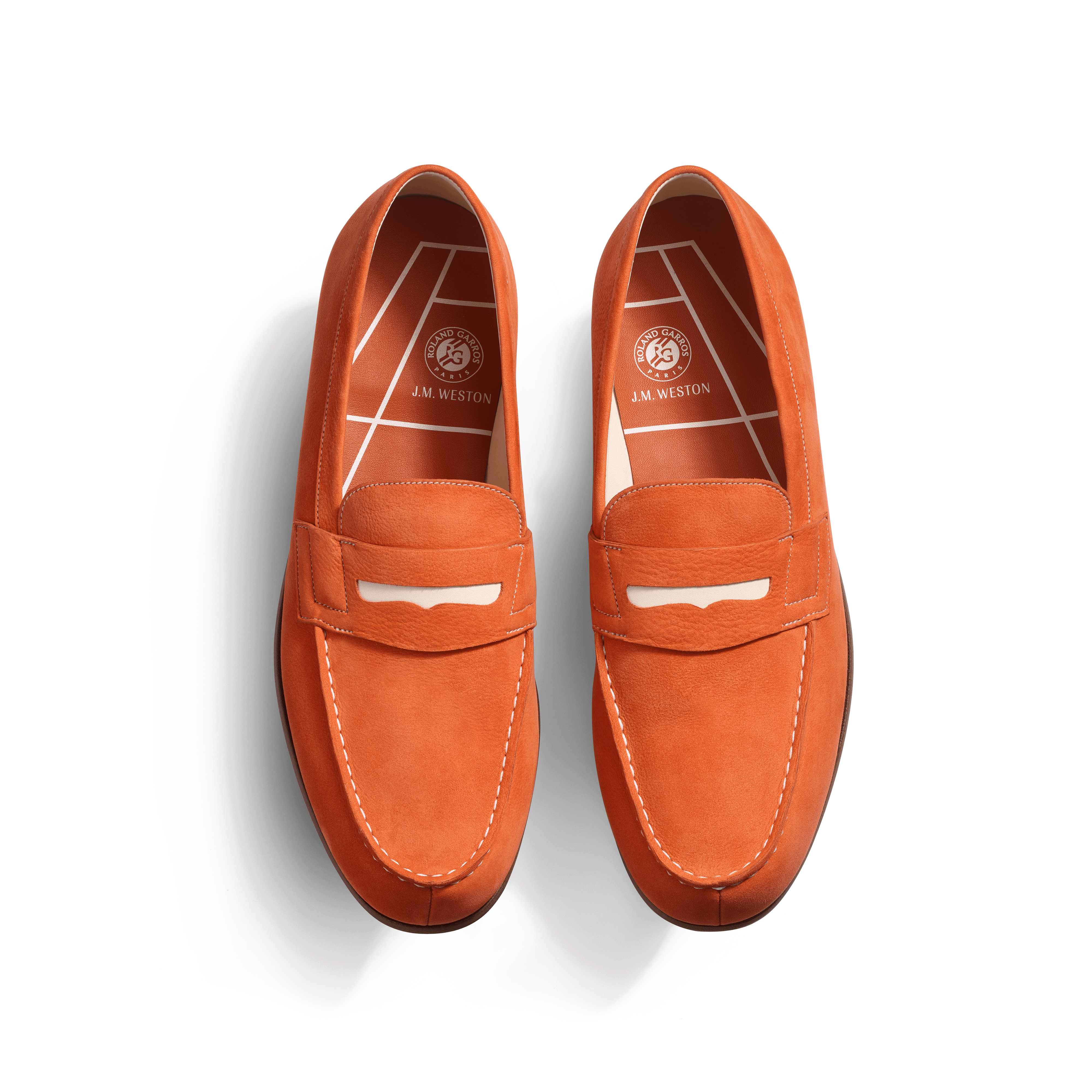 Men's Orange Nubuck and White sport calfskin Le Moc' Weston Roland Men's Orange Nubuck and White sport calfskin Le Moc' Weston Roland