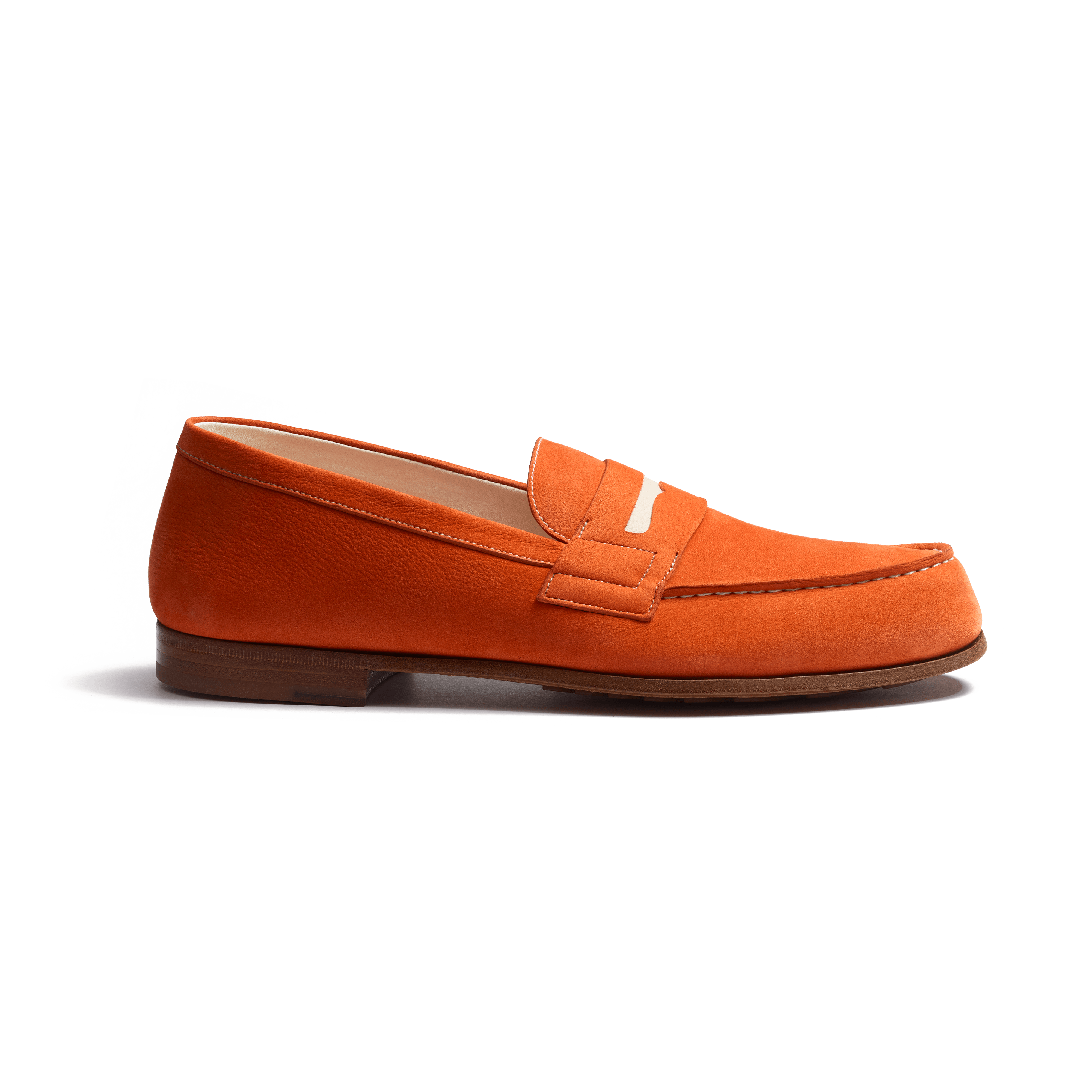 Men s Orange Nubuck and White sport calfskin Le Moc Weston Roland Garros Loafer J.M. Weston