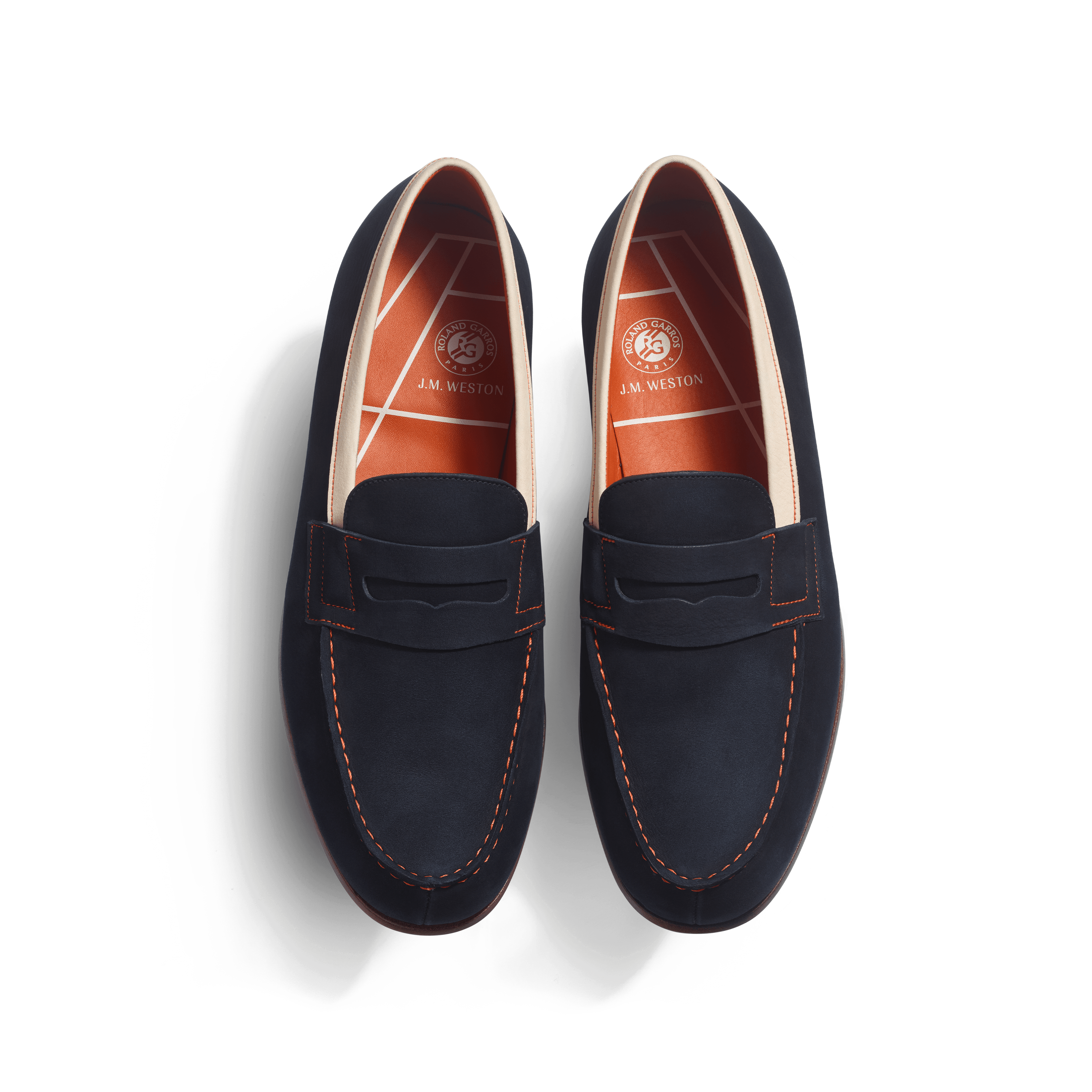 Men's Navy and chalk nubuck with orange stitching Roland-Garros Le Men's Navy and chalk nubuck with orange stitching Roland-Garros Le
