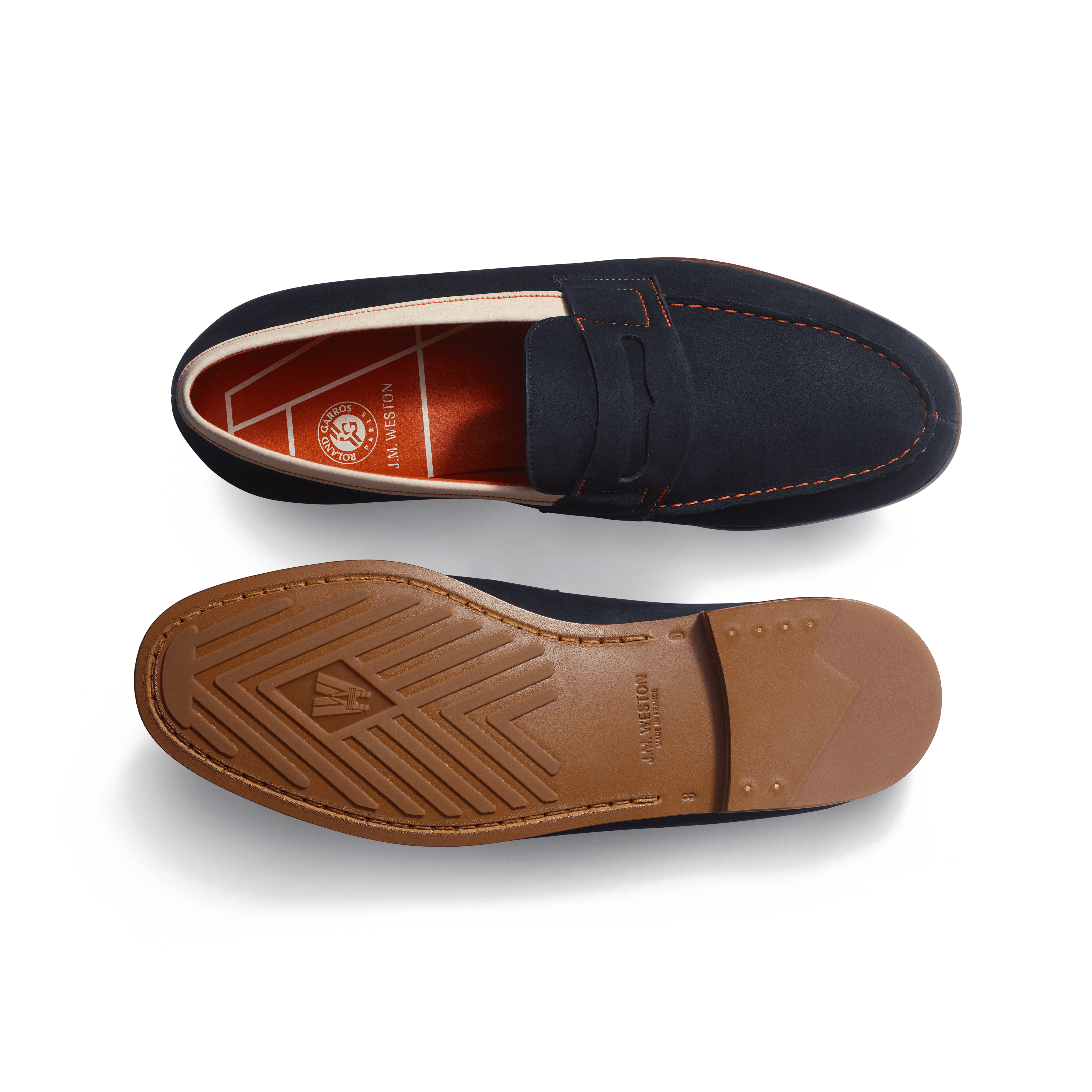 Men's Navy and chalk nubuck with orange stitching Roland-Garros Le Men's Navy and chalk nubuck with orange stitching Roland-Garros Le