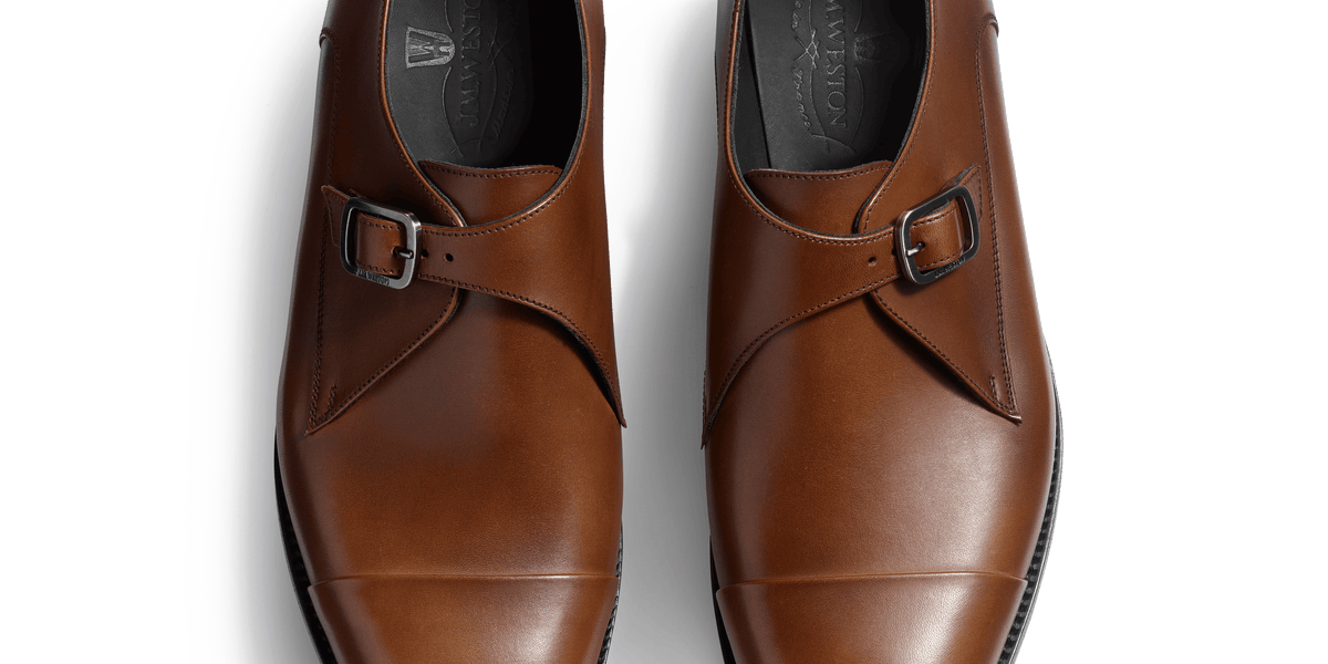 Men's Edouard Buckle Derby in smooth brown leather – J.M. Weston