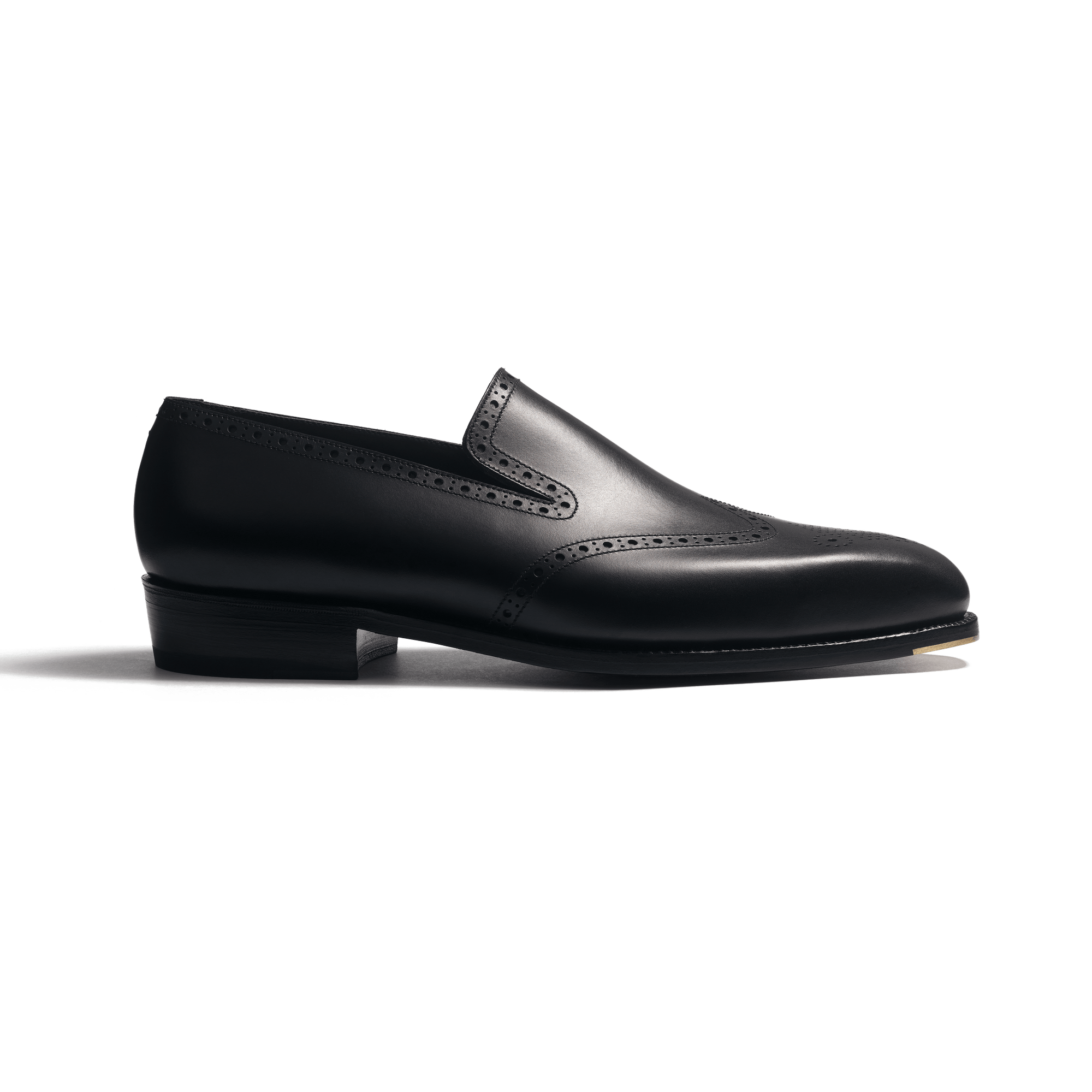 Mocassin One Cut Perforé Fusain [Homme cuir veau box noir]