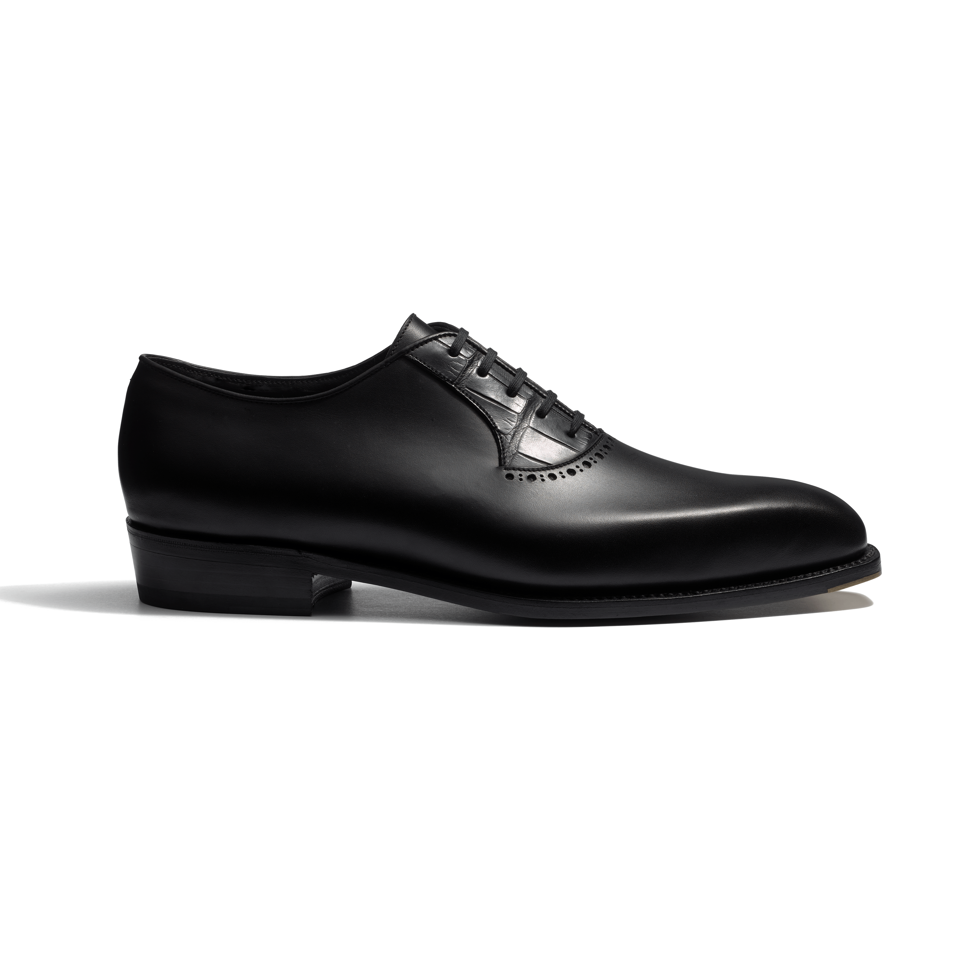 Men's Black boxcalf and black alligator Fusain Perforated oxford Men's Black boxcalf and black alligator Fusain Perforated oxford