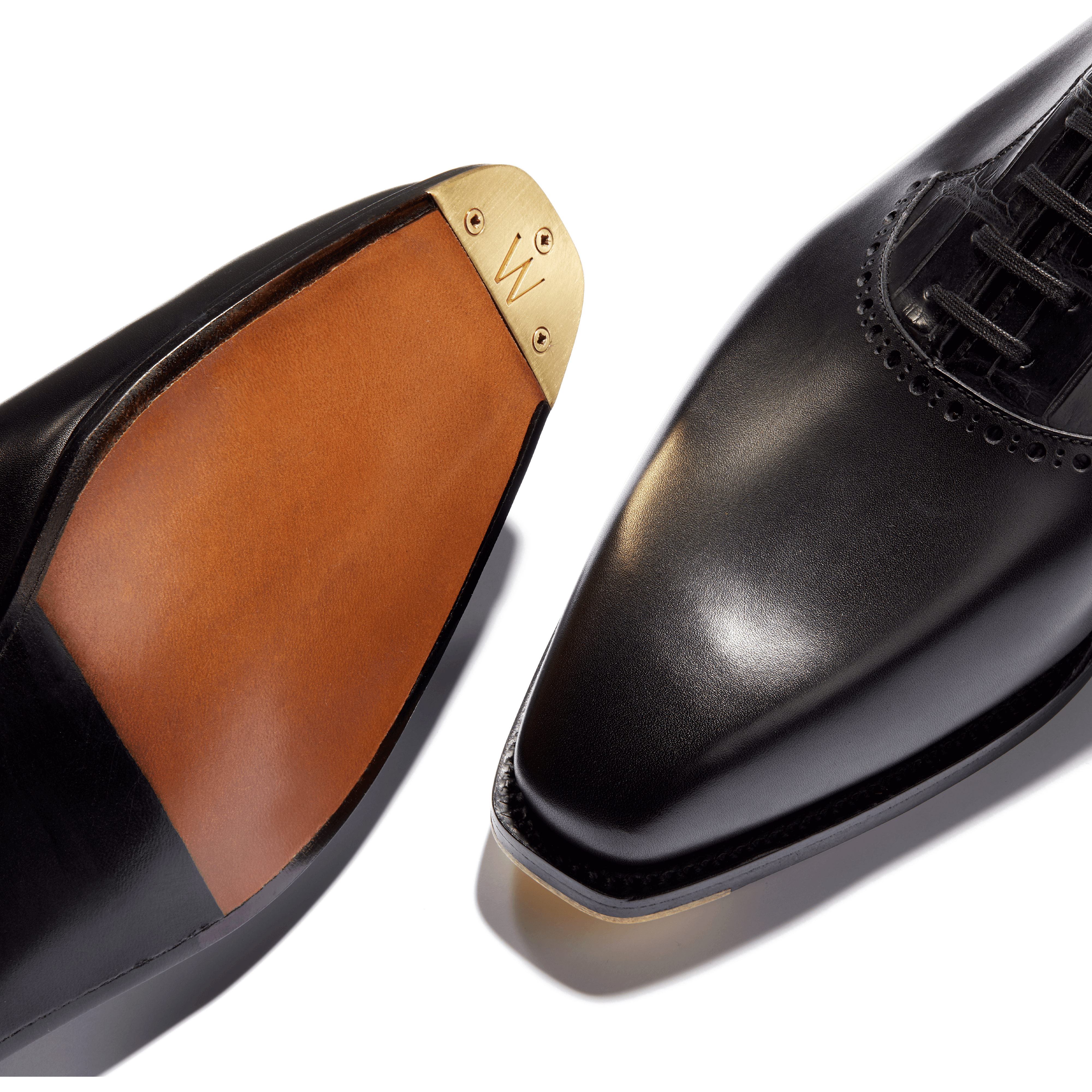 Men's Black boxcalf and black alligator Fusain Perforated oxford shoe | J.M. Weston Men's Black boxcalf and black alligator Fusain Perforated oxford shoe | J.M. Weston