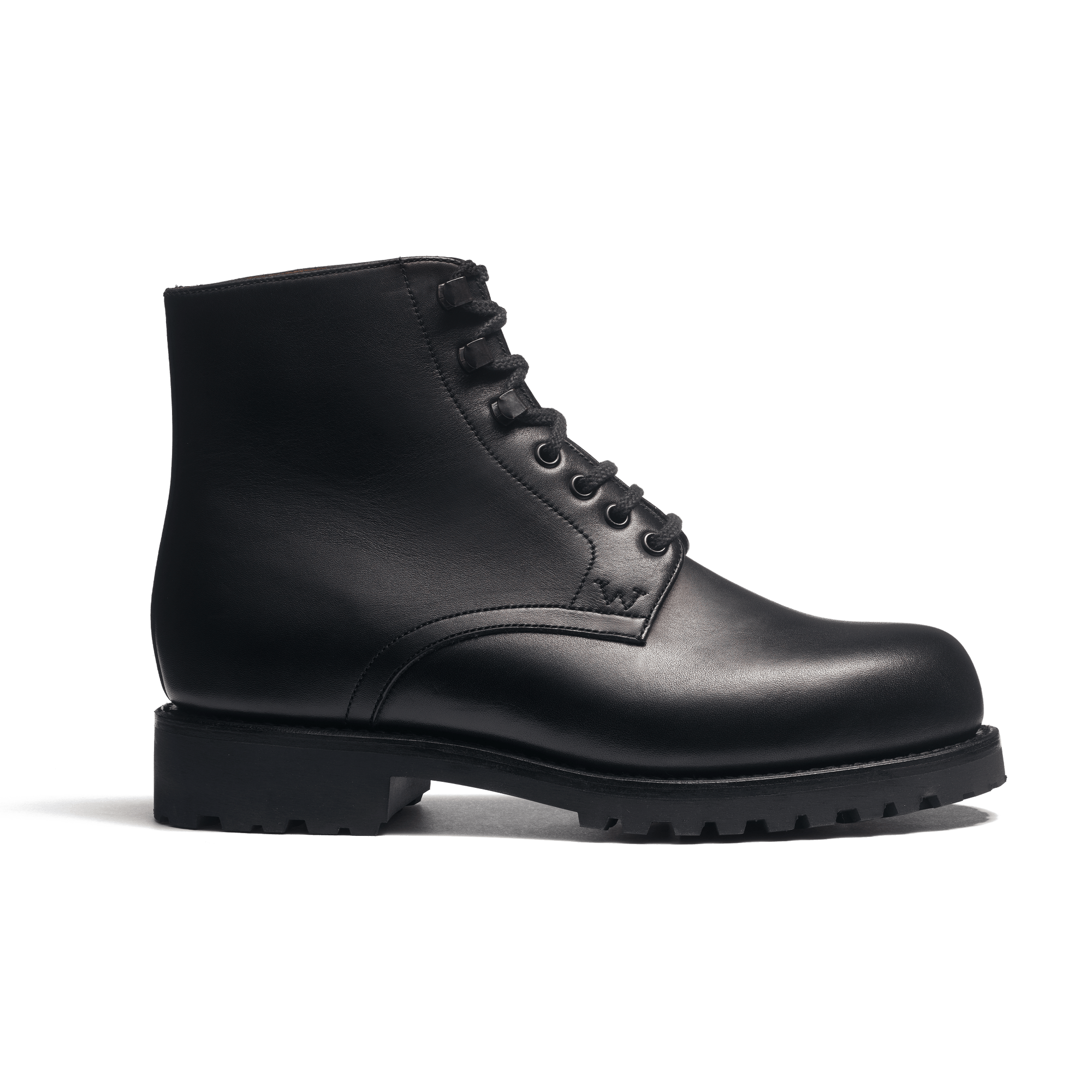 Bottine Worker [femme cuir veau lisse noir]