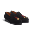 180 Loafer [Women Black suede goatskin and red & gold embroidery]