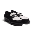 180 Loafer[Women Black boxcalf & white supple calfskin]